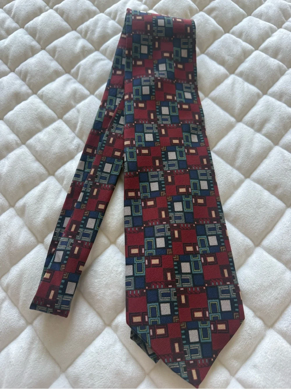 Frank Lloyd Wright Foundation Silk Tie Shadow Block Boxelder Geometric Italy Red
